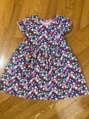 Mini Boden Navy Rainbow & Floral Short Sleeve Dress